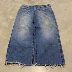 Sean John Premium Denim Men's Wide Leg Jeans Size 38x32 Frayed Hem